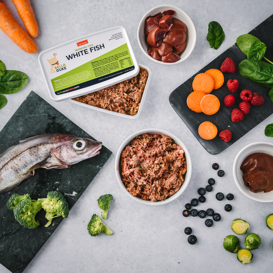 White Fish Raw Dog Food Complete Meal Working Dog ⋆ Bella & Duke